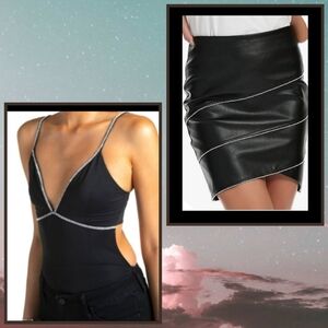 Cover Me In Slvls Diamonds V-neck Backless OnePiece Bodysuit Romper Black